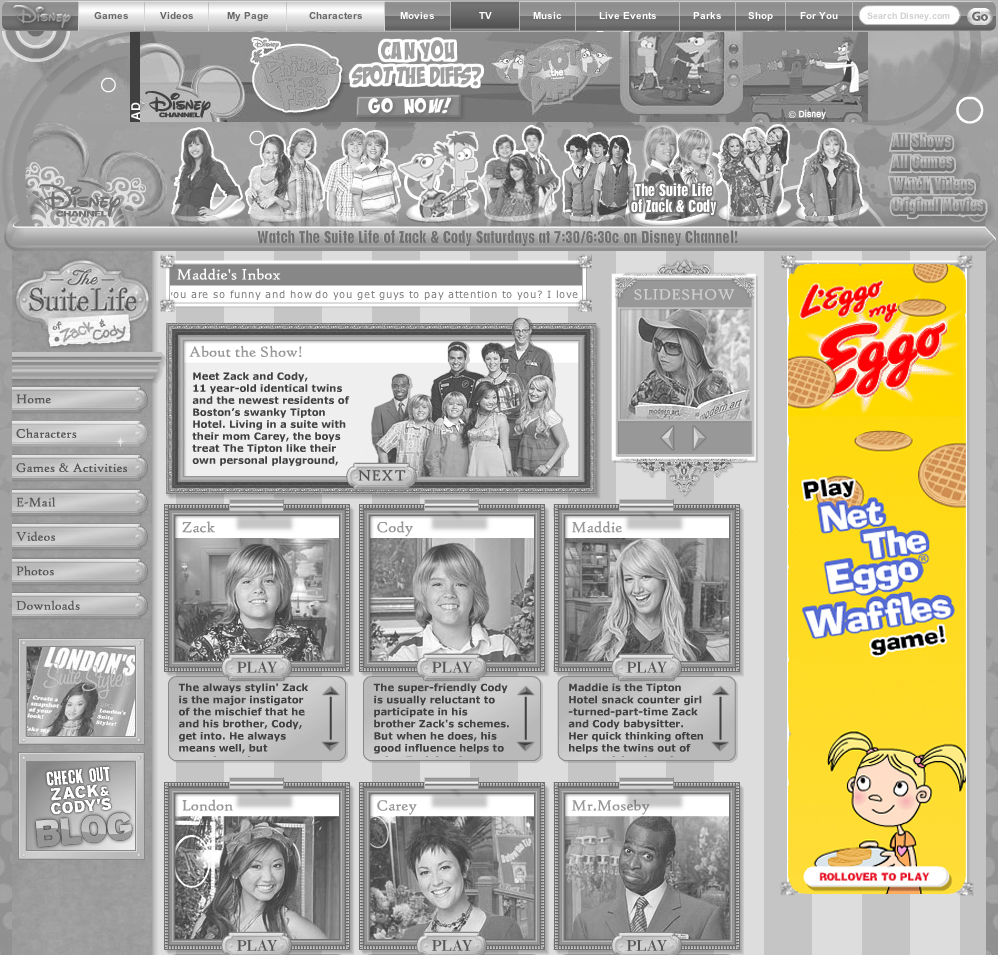 An Eggo game on Disney’s site
