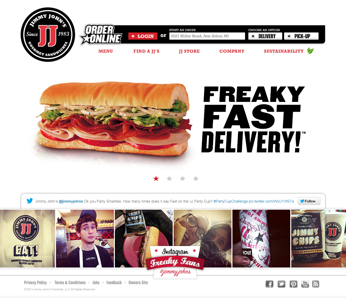 The visual-design comp brought ordering, brand voice, food photography, and social content onto one surface.