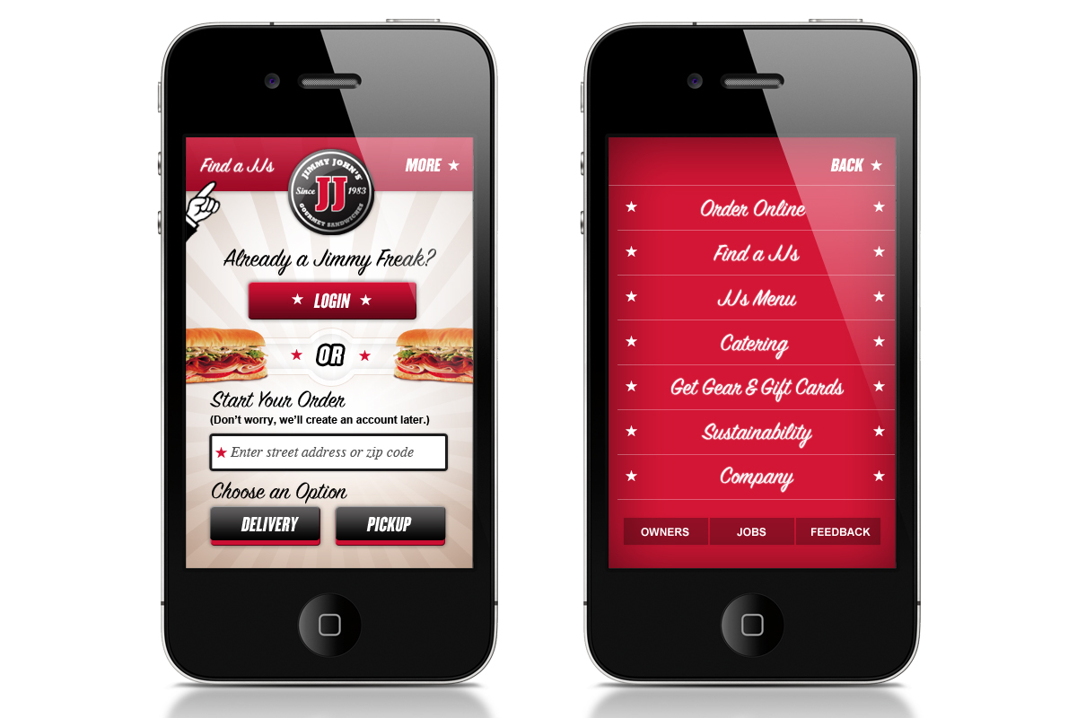 Snap-to direction 2: mobile content and navigation states.