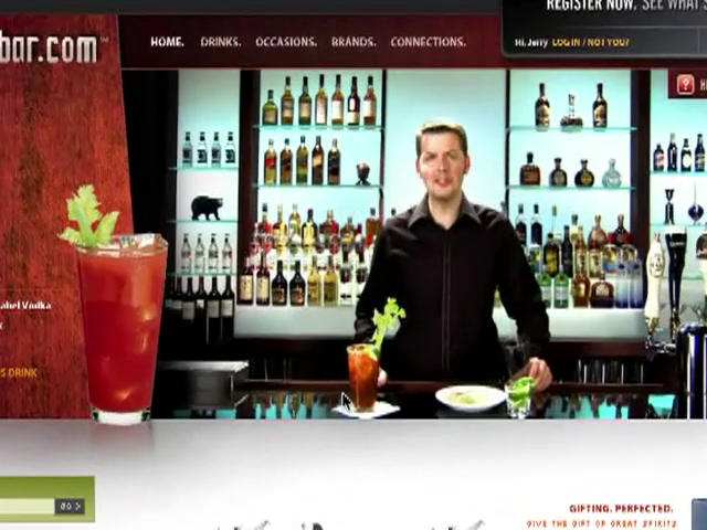 Video still of thebar.com with Jack Parker behind the bar preparing a drink