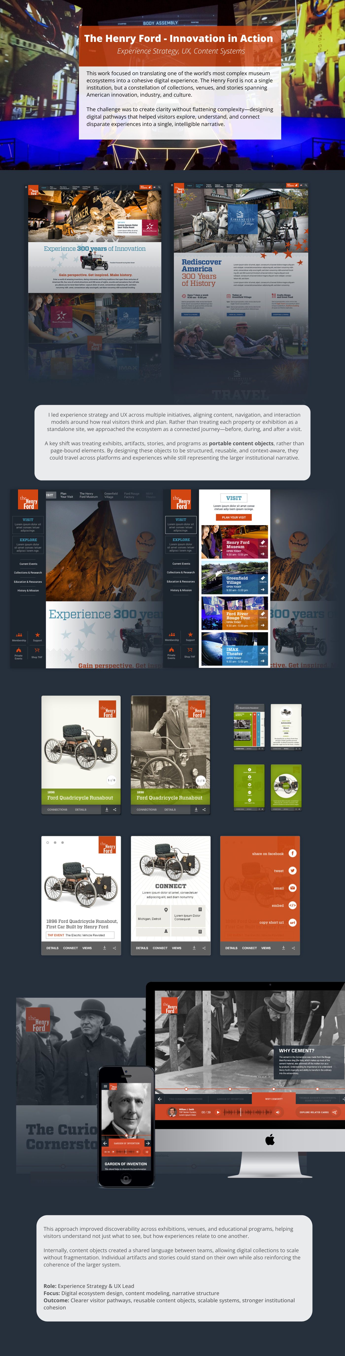 The Henry Ford: Product + Content Strategy — visual case study 1 by JT Anderson
